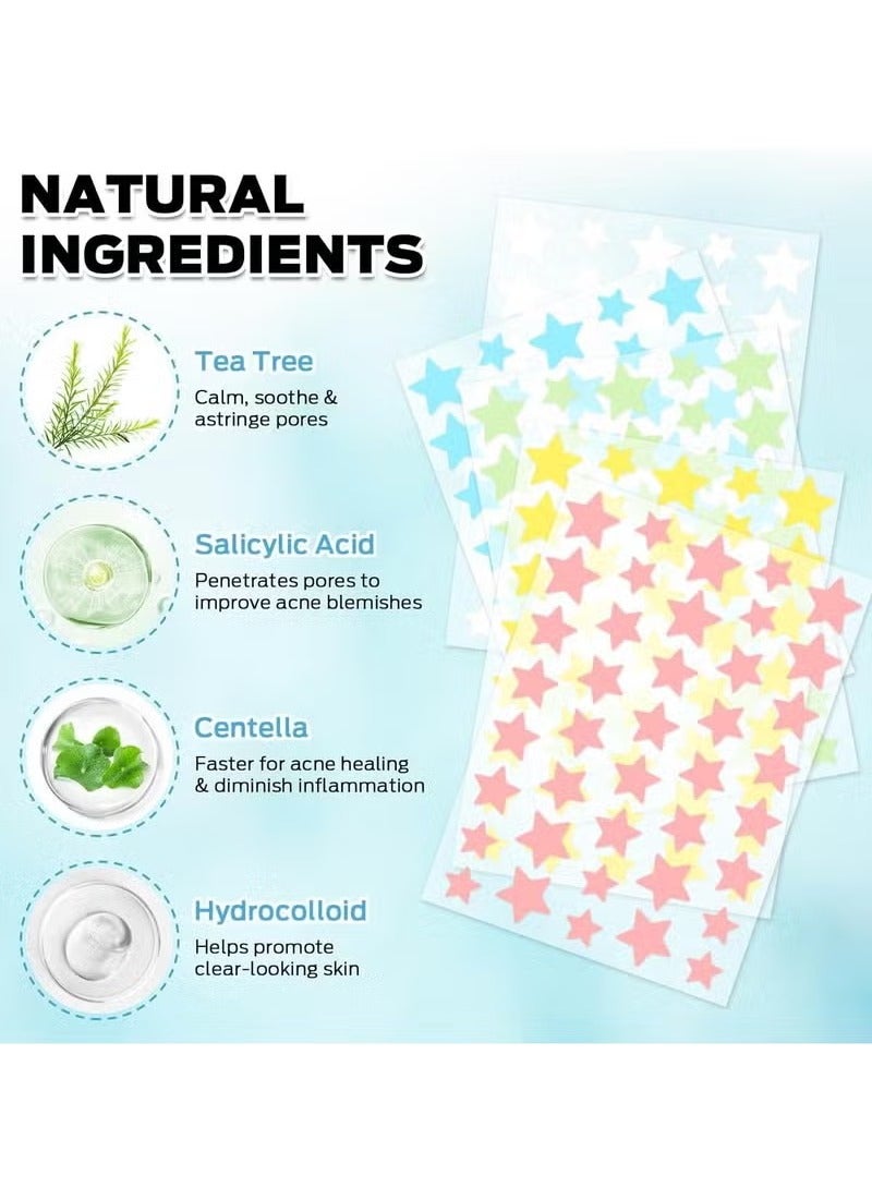 Jaysuing 200 Pcs Pimple Patches, Hydrocolloid Acne Patches for Face, Colorful Star Pimple Spot Sticker with Hyaluronic Acid, Tea Tree Oil & Centella Oil for Covering Zits and Blemishes - Image 2
