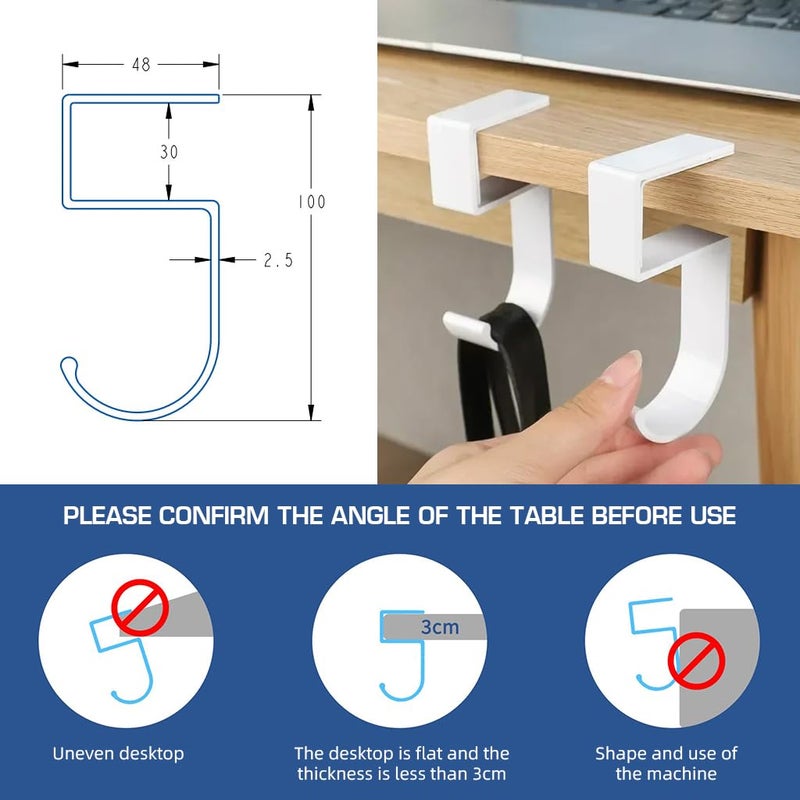 Serplex Serplex 2Pcs Desk Hook Aluminum Alloy Underdesk Hook NailFree Hook Cabinet Hook Cabinet Shelf Hooks Cupboard Hanging Hooks for Bag Headphone Backpack 10Kg Loading Capacity Per Hook  - Image 2
