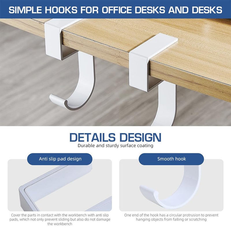 Serplex Serplex 2Pcs Desk Hook Aluminum Alloy Underdesk Hook NailFree Hook Cabinet Hook Cabinet Shelf Hooks Cupboard Hanging Hooks for Bag Headphone Backpack 10Kg Loading Capacity Per Hook  - Image 3