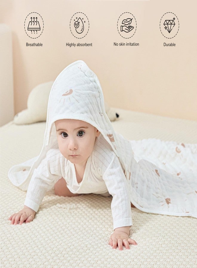 JELLYMONI Muslin Baby Hooded Bath Towels for Newborn, 2 Pack 100% Cotton Baby Bath Towel with Hood for Baby, Infant, Toddler and Kids, Large 32 x 32 Inch Baby Bath Towels Soft and Absorbent - Image 2