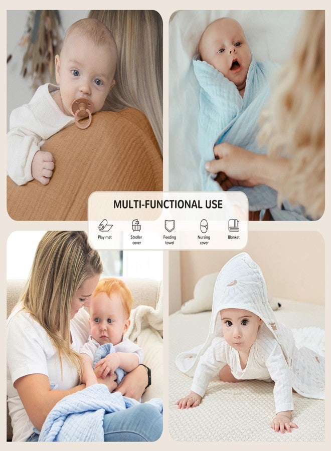 JELLYMONI Muslin Baby Hooded Bath Towels for Newborn, 2 Pack 100% Cotton Baby Bath Towel with Hood for Baby, Infant, Toddler and Kids, Large 32 x 32 Inch Baby Bath Towels Soft and Absorbent - Image 5
