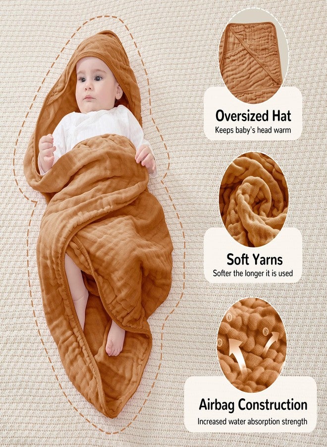 JELLYMONI Muslin Baby Hooded Bath Towels for Newborn, 2 Pack 100% Cotton Baby Bath Towel with Hood for Baby, Infant, Toddler and Kids, Large 32 x 32 Inch Baby Bath Towels Soft and Absorbent - Image 3