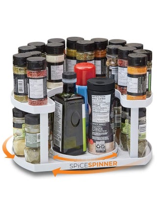 Spice Spinner, Kitchen Organizers and Storage Spice Rack, Seasoning and Spinning Organizer 2-Tier Lazy Susan Design, Holds 40 Spice Jars with Double Spinner on Bottom Spice Shelf (White) - pzsku/ZB7F74A3566D0A9C7C777Z/45/_/1739324501/0495ecbd-5b4a-4c0a-bdfd-d8831a97efba