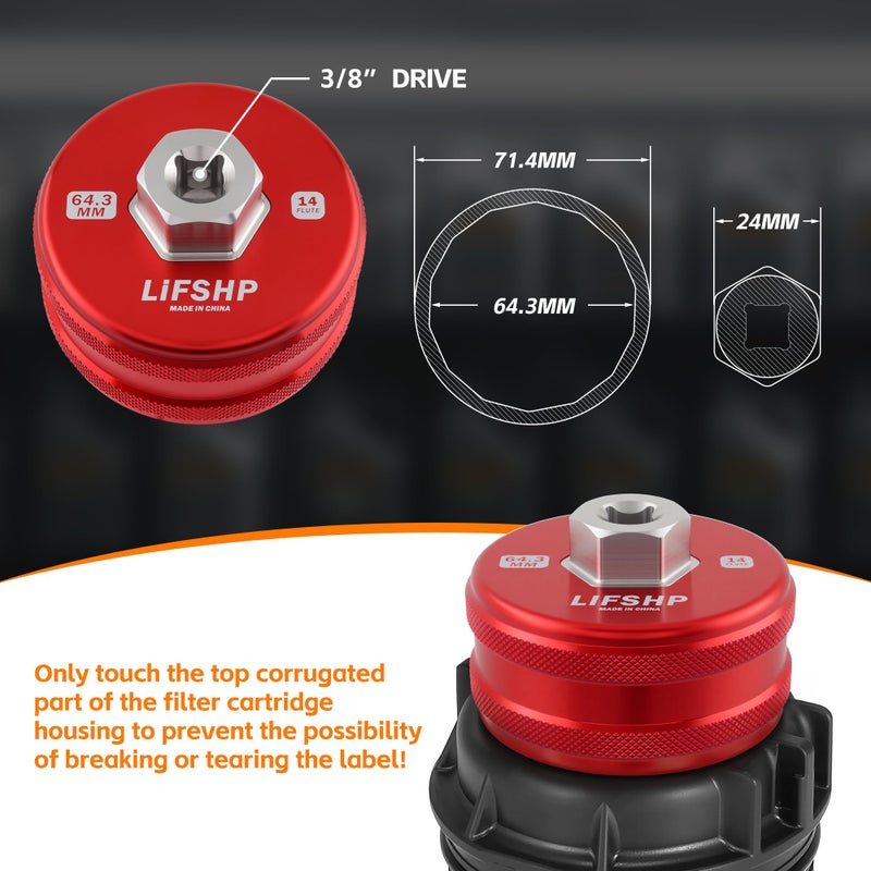 LIFSHP 64MM Oil Filter Wrench and Upgraded Large Hole and Thickened Hose Drain Tool Set for Toyota & Lexus 2.0L - 5.7L Engines Aluminum Alloy Oil Change Tools-Red - Image 4