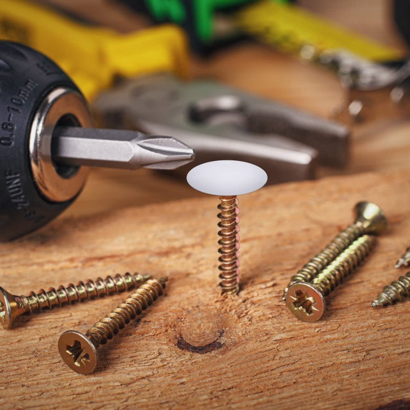 Eersida 100 قطعة أغطية أزرار بلاستيكية ذاتية التثبيت و580 قطعة ملصقات لاصقة لثقوب الأزرار لأغطية الأزرار للأثاث (أبيض) - Image 5