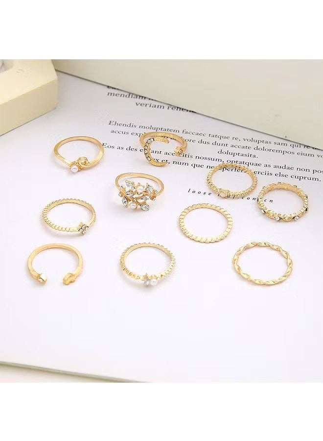 YJ 10-Piece Knuckle Rings Set for Women Girls, Vintage Stackable Finger Jewelry Rings - Image 3