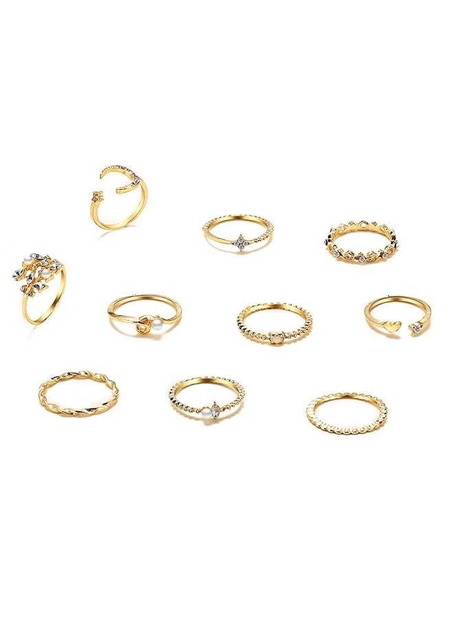 YJ 10-Piece Knuckle Rings Set for Women Girls, Vintage Stackable Finger Jewelry Rings - Image 4
