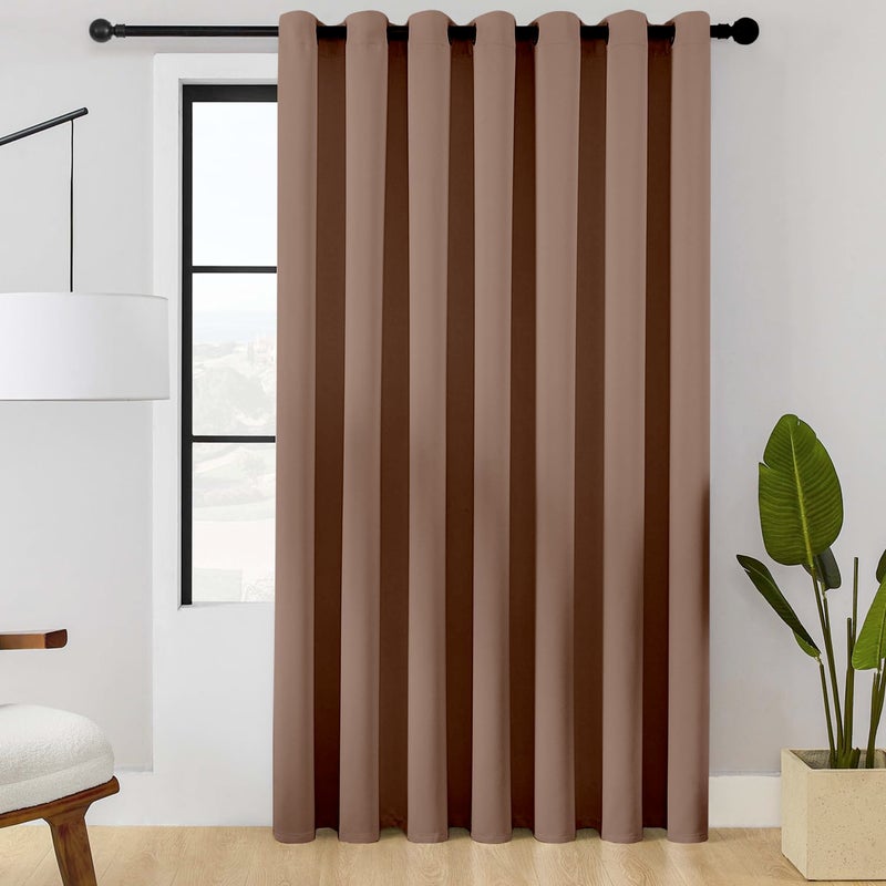 ChrisDowa Room Divider Curtain 120 Inches Long  Wide Blackout Sliding Door Curtain for Bedroom  Room Darkening Privacy Window Curtain for Patio Door (1 Panel Set  Cappuccino  100 x 120 Inch) - Image 1