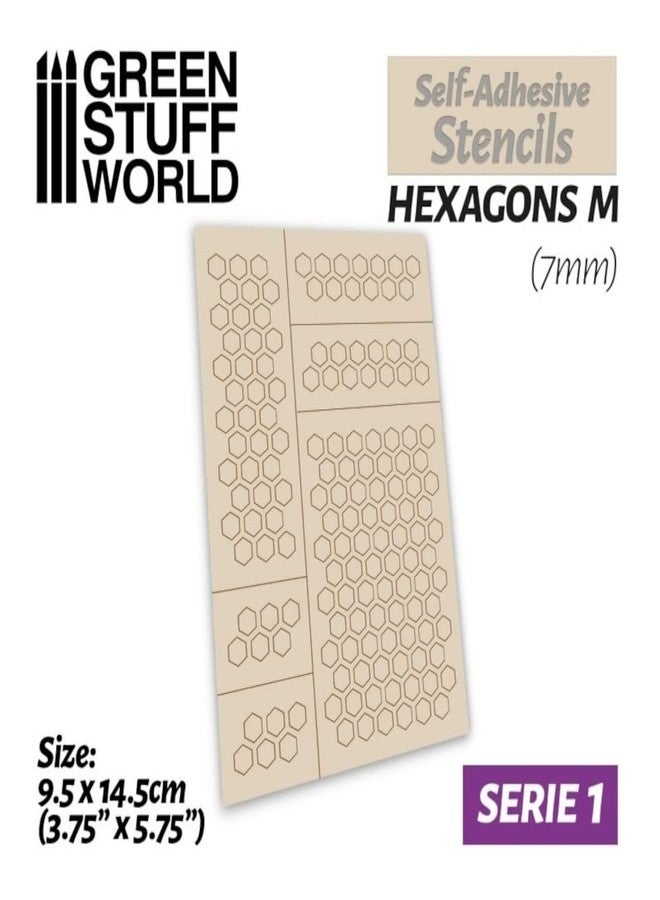 Green Stuff World for Models and Miniatures Self-Adhesive Stencils - Hexagons M 9445 - Image 2