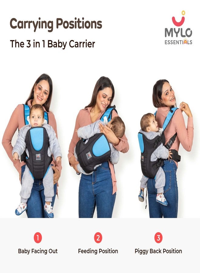 Mylo Essentials Baby Carrier Bag for 6 Months-15 Months Baby - Ergonomic, 3 in 1 Front, Back, Back Support, Newborn to Toddler, Infant & Child Carrier- Sky Blue & Navy - Image 3