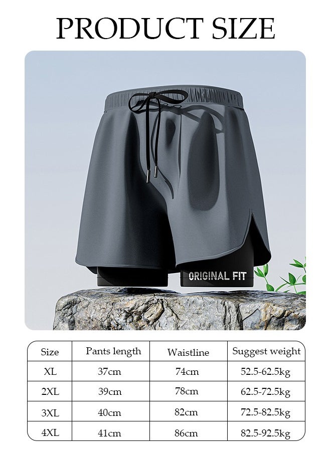 DUNISO Men's Swimming Trunks with Compression Liner, Double Layer Quick Dry Beach Shorts with Adjustable Belt Loose Breath Swim Shorts Swimwear Bathing Suits for Beach and Swimming  - Image 2