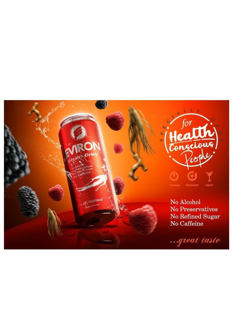 Lightly Carbonated Health Drink with Red Korean Ginseng & Oriental Exotic Fruit Extract, 250ml - No Caffeine, Refined Sugar & Preservatives, Specially Designed for Health Conscious People