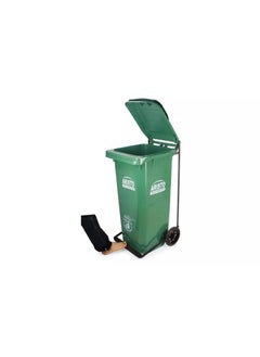 Aristo ARISTO Plastic Dustbin With Wheels and Metal Pedal 90 LTR (Green)  - Image 2