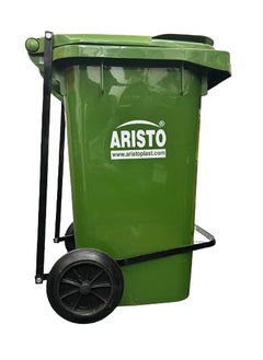 Aristo ARISTO Plastic Dustbin With Wheels and Metal Pedal 90 LTR (Green)  - Image 4