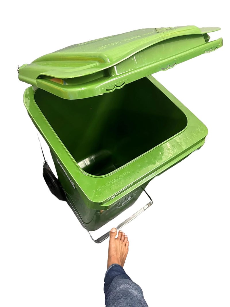 Aristo ARISTO Plastic Dustbin With Wheels and Metal Pedal 90 LTR (Green) - Image 3