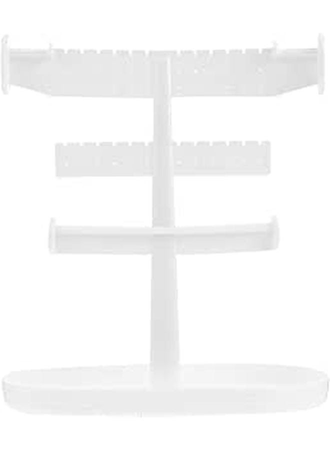 White Acrylic 3 Layer Jewelry Display Stand Necklace Earring Storage Organizer Tower - Image 1