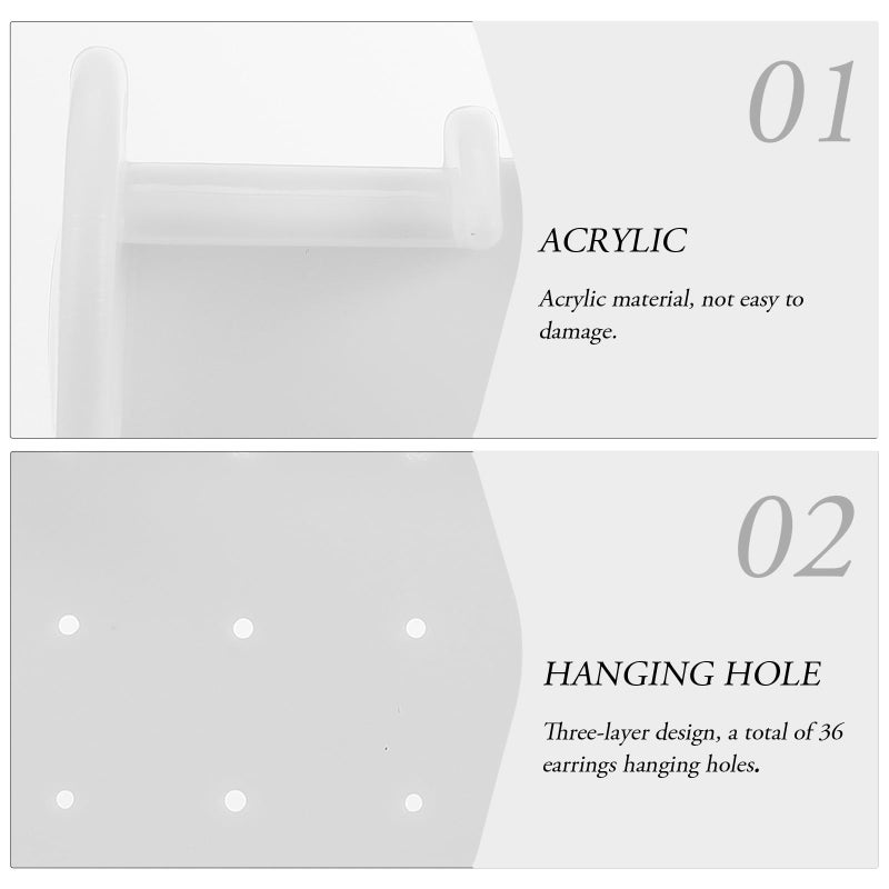White Acrylic 3 Layer Jewelry Display Stand Necklace Earring Storage Organizer Tower - Image 4