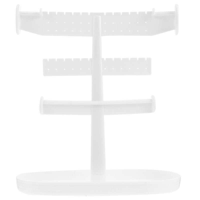 White Acrylic 3 Layer Jewelry Display Stand Necklace Earring Storage Organizer Tower - Image 2