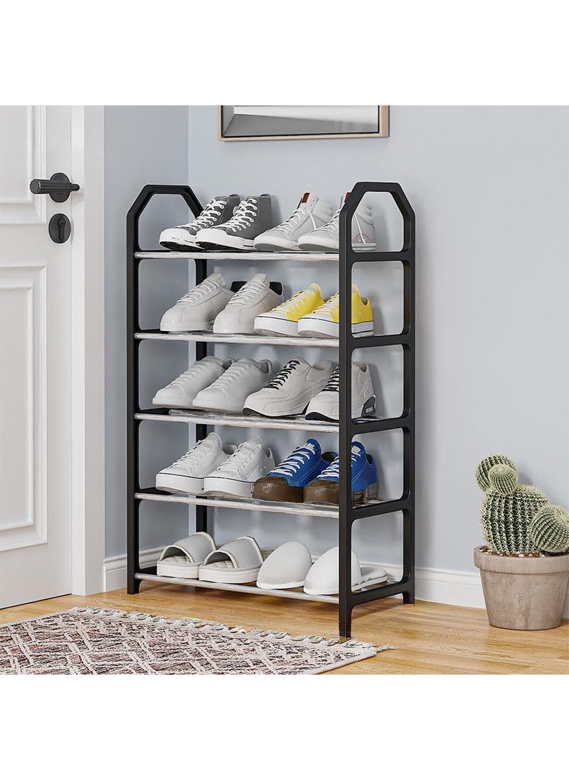ZhenaurA ZhenaurA Footwear rack organizer for entryway Storage Solution SpaceSaving Shoe Rack sturdy metal construction and easy assembly Black Metal shelves with pp plastic frame 5 LAYER  - Image 1
