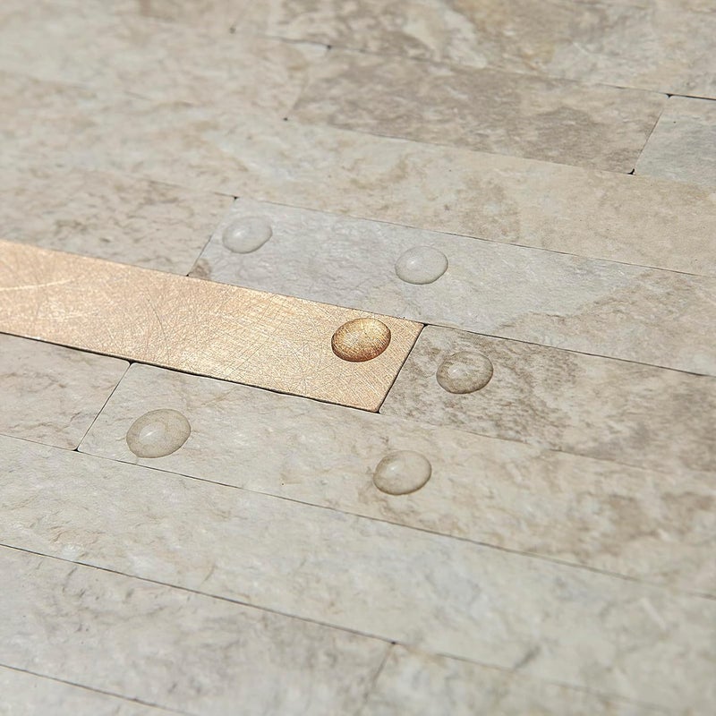AULIGET Faux Stone Peel and Stick Backsplash, Beige Marble Look PVC Wall Tiles Stick on Backsplash, 2 - Image 3