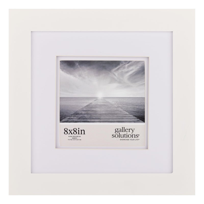 Gallery Solutions  8x8 Wall MountTabletop Picture Frame  Double Mat  Matted to 5x5 White  Versatile Display Option for Your Cherished Memories  Square Tabletop  White Poster Frame