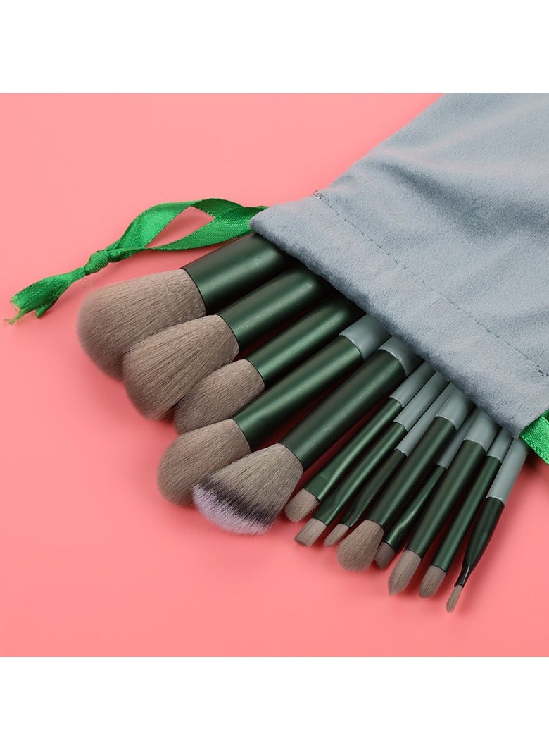Generic 13 Pieces Makeup Multi Use Brush Set,Green  - Image 1