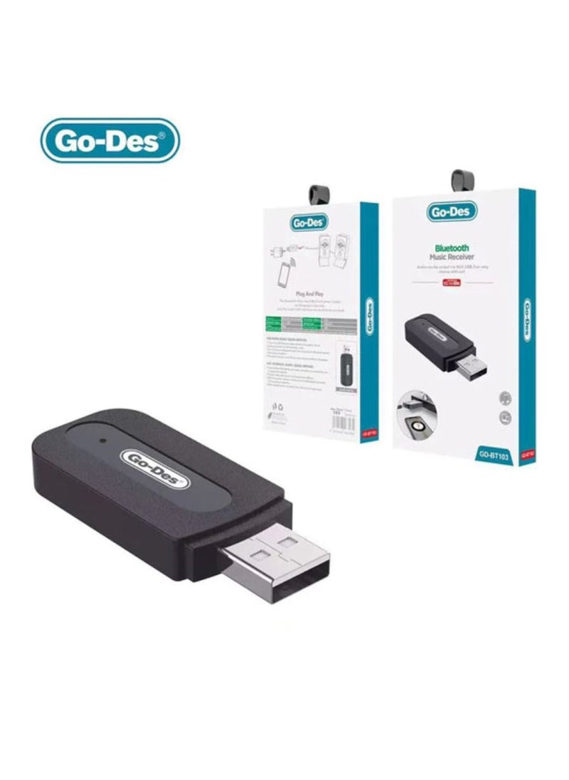 GO-DES - 3.5MM Jack USB Wireless Bluetooth Music Audio Receiver Dongle Adapter compatible with Aux Car PC iOS Android - Image 1