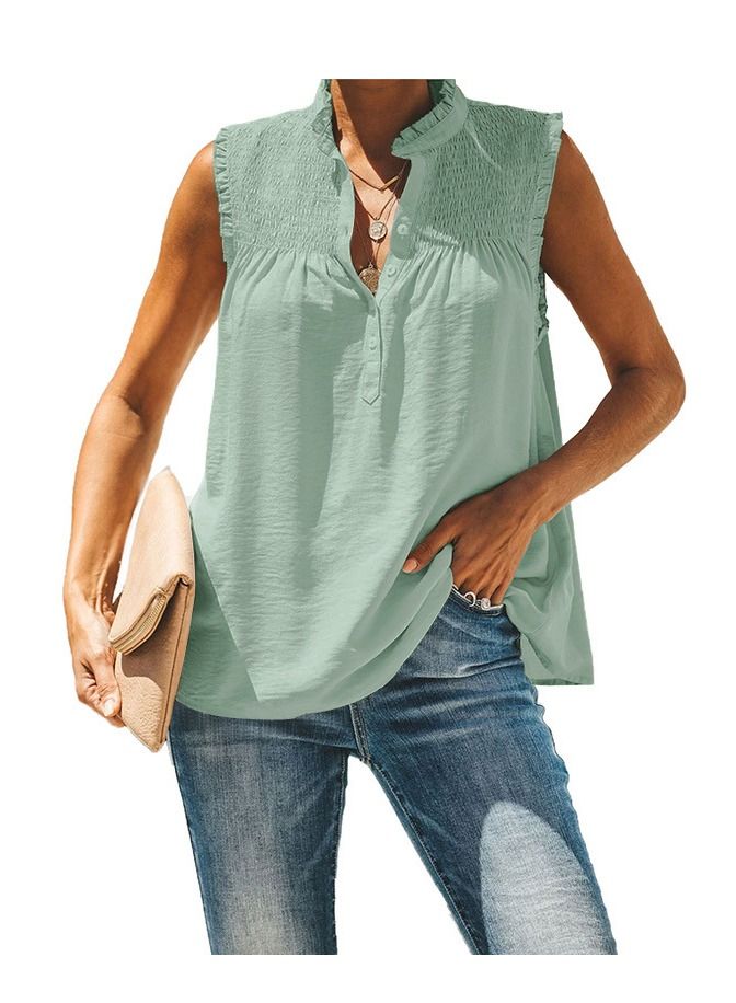 Loquat Fashion Spring And Summer New High Neck Loose Casual Vest 