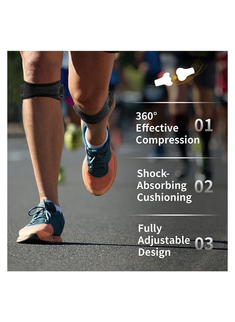 Knee Strap, 2 Pack Patella Support, Adjustable Brace Patellar, Anti Slip Sleeves Super Elastic Breathable for Running, Hiking, Volleyball, Jumpers Knee, Basketball