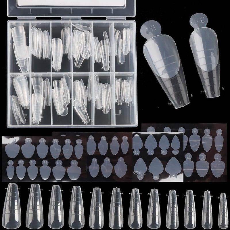 Fcozpjk 120Pcs Dual Nail Forms Set Full Cover Nail Extension Tips Coffin Almond False Nail Tips Acrylic Nail System Dual Forms With Silicone French Forma Stickers French Guides Nail Tools