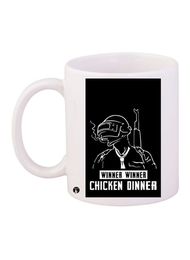 RYN - Winner Winner Chicken Dinner Printed Coffee Mug White/Black 11ounce - Image 1