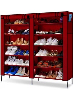 Double Row 6 Layer Shoe Organizer Rack Red 116x28.5x109cm