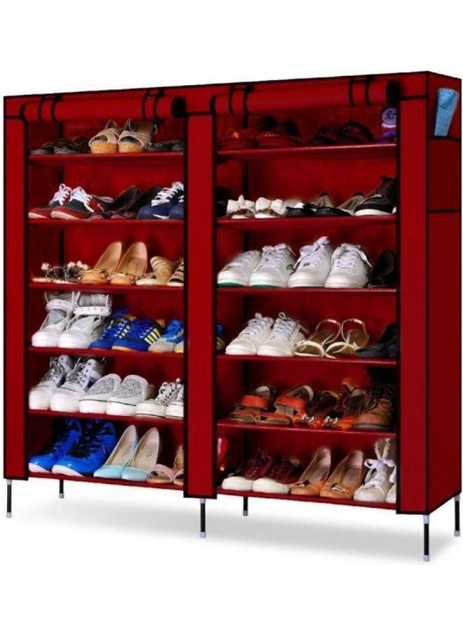 MARGOUN - Double Row 6 Layer Shoe Organizer Rack Red 116x28.5x109cm - Image 1