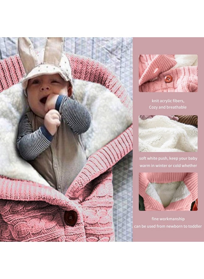 insular Warm Baby Sleeping Bag Envelope Winter Kid Sleepsack Footmuff Stroller Knitted Sleep Sack Newborn Knit Wool Swaddling Blanket (Pink) - Image 3