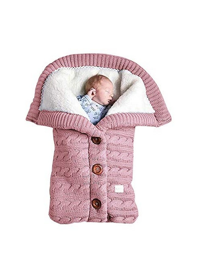 insular Warm Baby Sleeping Bag Envelope Winter Kid Sleepsack Footmuff Stroller Knitted Sleep Sack Newborn Knit Wool Swaddling Blanket (Pink) - Image 1