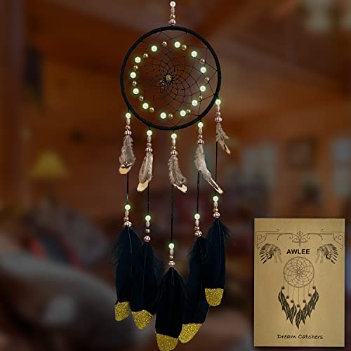 Awlee Dream Catchers Handmade Feather Native Home Wall Decoration Black - Image 1