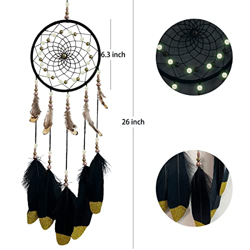 Awlee Dream Catchers Handmade Feather Native Home Wall Decoration Black - Image 3