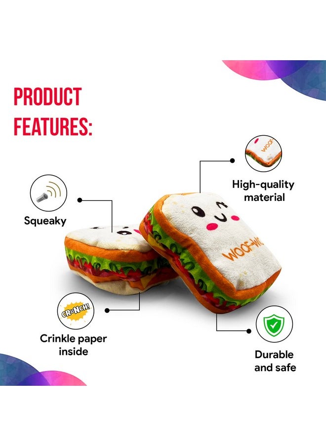 جووفى تريلز - ألعاب محشوة للكلاب من Goofy Tails Food Buddies Sandwich | ألعاب الكلاب المجعدة للجراء | لعبة صرير للكلاب | ألعاب ناعمة للكلاب والجراء | ألعاب الحيوانات الأليفة للكلاب | لعبة صرير للكلاب - Image 1