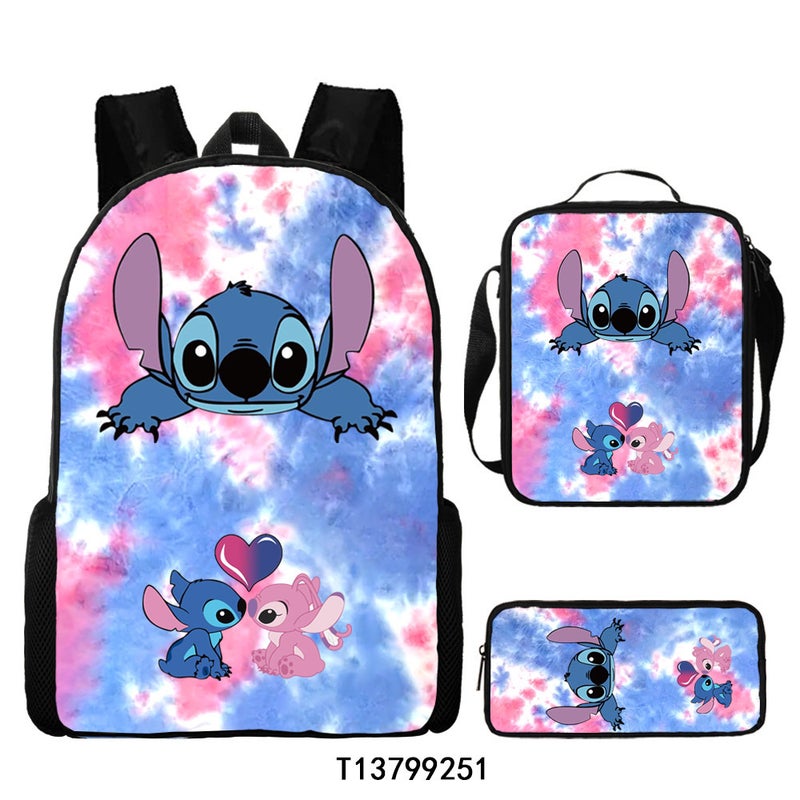 Amazon New Cartoon stitch stitch Three-Piece Set Schoolbag Backpack Backpack for Primary and Secondary School Students P style 