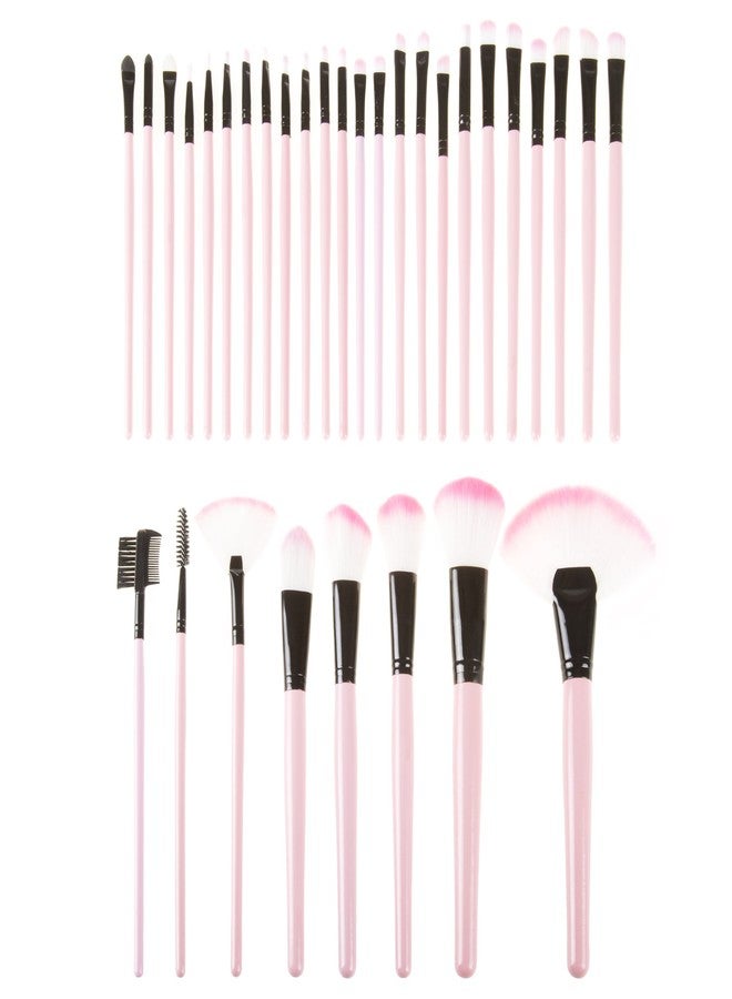 Bluestone 32 Piece Professional Makeup Brush Set- Includes Foundation Eyeshadow Eyeliner Eyebrow Concealer Lip Brushes by Bluestone- Pink - Image 2