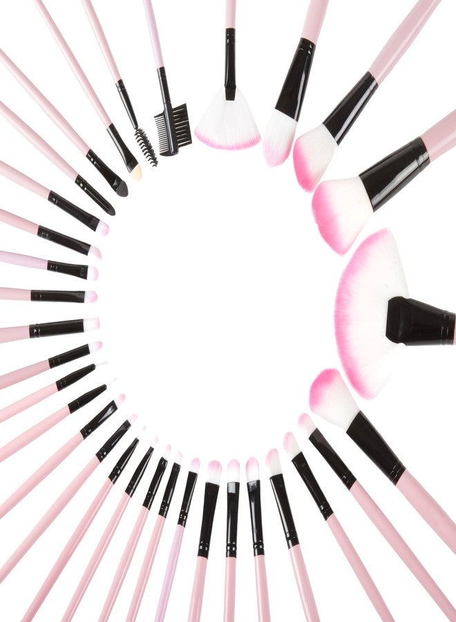 Bluestone 32 Piece Professional Makeup Brush Set- Includes Foundation Eyeshadow Eyeliner Eyebrow Concealer Lip Brushes by Bluestone- Pink - Image 3