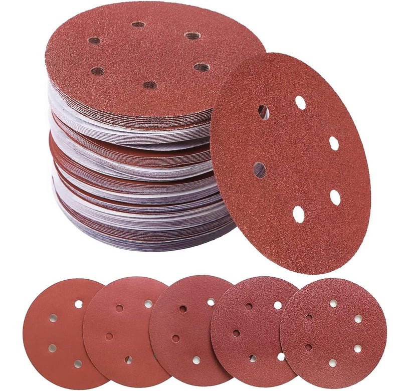 Apple Abrasives 4.5-Inch 6-Hole Hook and Loop Sanding Discs Grit-120, Pack of 100 - Image 1