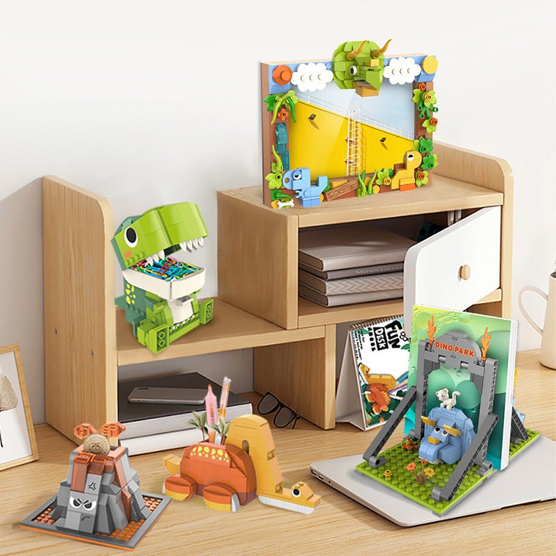Jiaqi Jk5101 Stacked Music Dinosaur Po Frame Pen Holder Creative Desktop Ornaments Children'S Educational Assembly Building Block Toy - Image 3