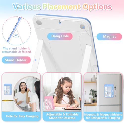 Audab 2Pcs Dry Erase Chore Chart for Kids, Magnetic Checklist Board, My Chores Slider Chart to Do List Board, Routine Chart Schedule Board Task Tracker for Home Refrigerator, Wall, Desk (Blue & Pink) - Image 2