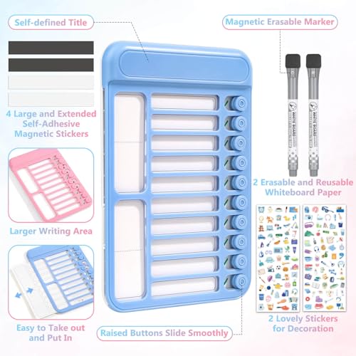 Audab 2Pcs Dry Erase Chore Chart for Kids, Magnetic Checklist Board, My Chores Slider Chart to Do List Board, Routine Chart Schedule Board Task Tracker for Home Refrigerator, Wall, Desk (Blue & Pink) - Image 3