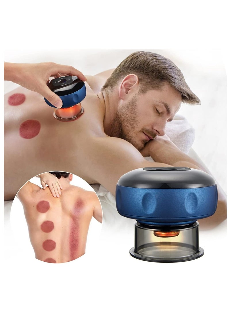 JAJEEK Electronic Cupping Therapy Massager with 12-Speed Intelligent Suction, Electric Guasha Cupping Device for Pain Relief, Muscle Recovery, Tension Release & Back Body Massage - Blue Color - Smart Heating and Vacuum Technology  - Image 1