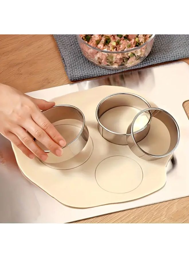 3pcs Stainless Steel Dumpling Mold Set Round Cookie And Pastry Cutter Baking Tools For Holiday Easter Christmas Birthday Party Mousse Cake Diy - Image 5
