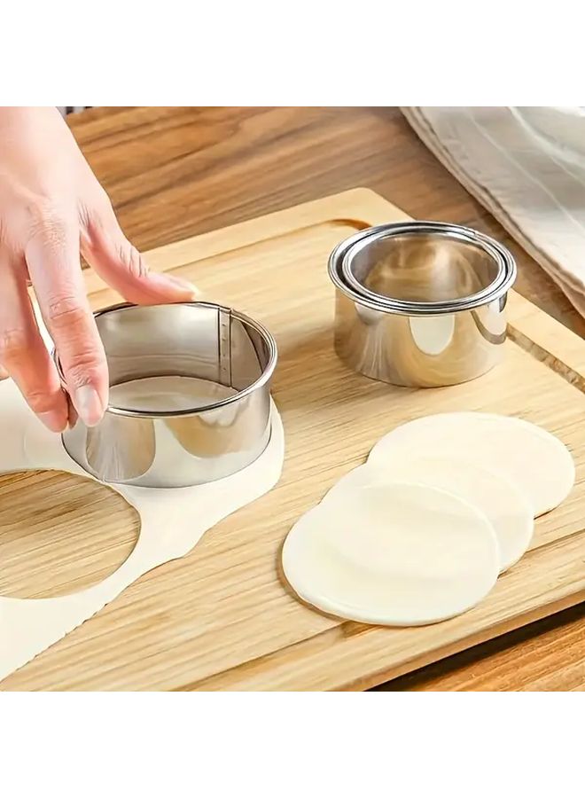 3pcs Stainless Steel Dumpling Mold Set Round Cookie And Pastry Cutter Baking Tools For Holiday Easter Christmas Birthday Party Mousse Cake Diy - Image 3