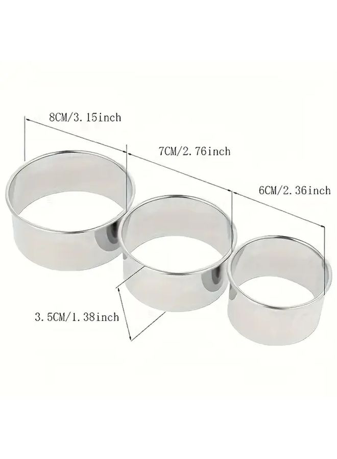 3pcs Stainless Steel Dumpling Mold Set Round Cookie And Pastry Cutter Baking Tools For Holiday Easter Christmas Birthday Party Mousse Cake Diy - Image 2