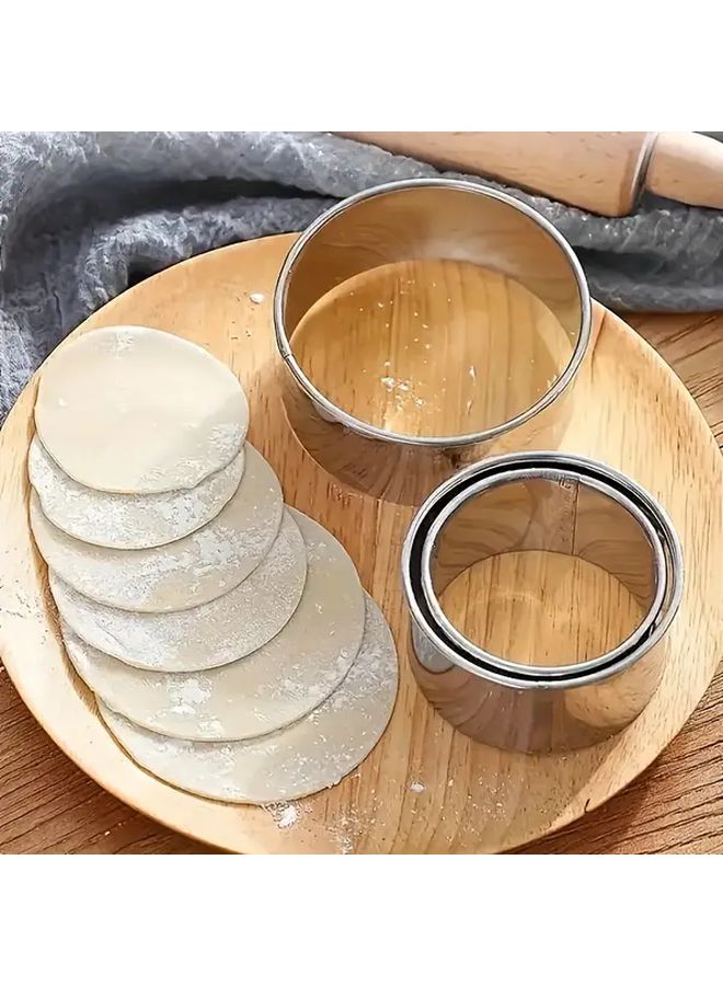 3pcs Stainless Steel Dumpling Mold Set Round Cookie And Pastry Cutter Baking Tools For Holiday Easter Christmas Birthday Party Mousse Cake Diy - Image 4